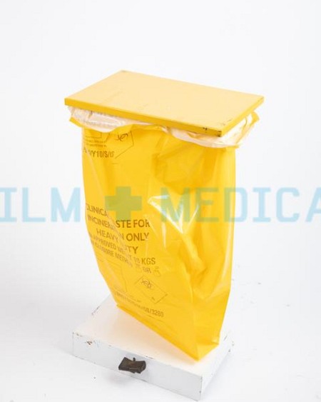 Hospital Waste Bin with Yellow Top and Yellow Bag